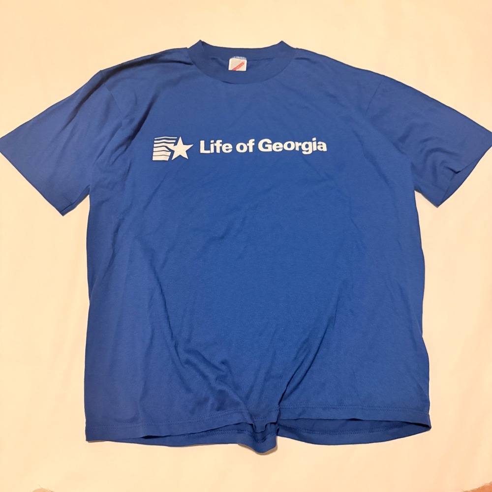 Jerzees T-Shirt Mens XL Blue Vintage 90s Life of Georgia Graphic Made in USA